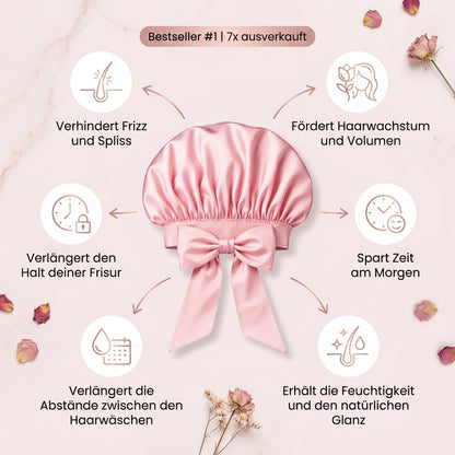 Doppellagige Seiden Schlafhaube "Schleife"