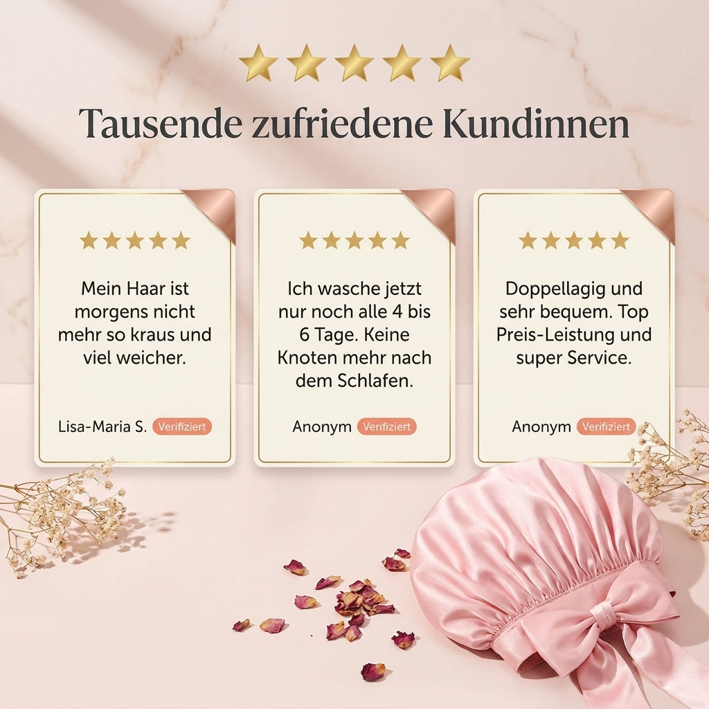 Doppellagige Seiden Schlafhaube "Schleife"